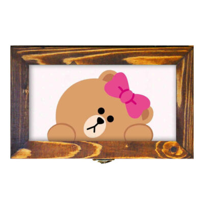 Wooden Flatware Storage Chest Model Cute Bear
