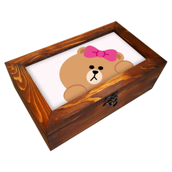 Wooden Flatware Storage Chest Model Cute Bear