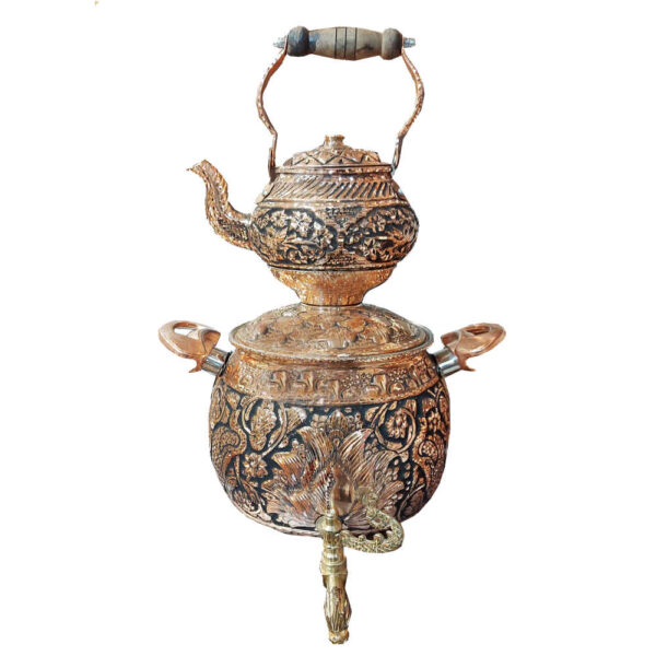 Persian Copper Stovetop Samovar Decorative Tea Maker with Teapot 6-Liter