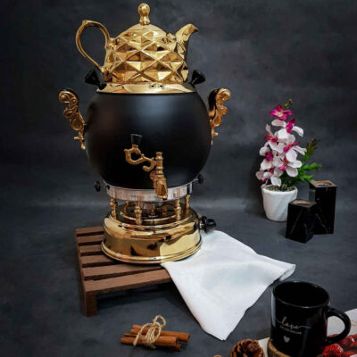 Gas Samovar Tea Maker with Teapot Modern Geometric Design 6-Liter