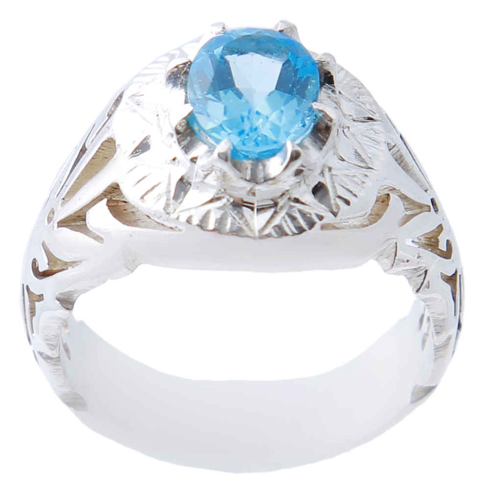 Persian Blue Topaz Silver Ring for Men Milad