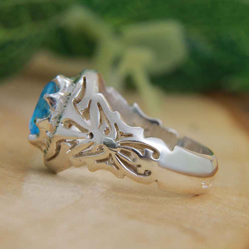Persian Blue Topaz Silver Ring for Men Milad