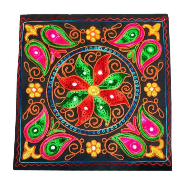 Embroidered Cushion Cover - Flower Suzani Design