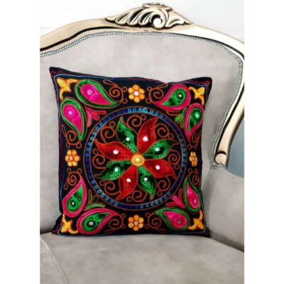 Embroidered Cushion Cover – Flower Suzani Design