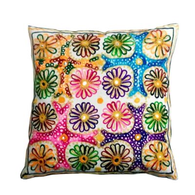 Embroidered Cushion Cover – Light Suzani Design