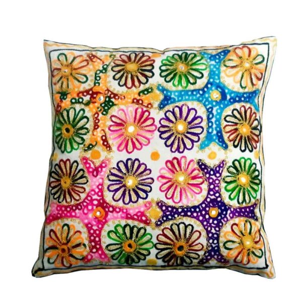 Embroidered Cushion Cover - Light Suzani Design