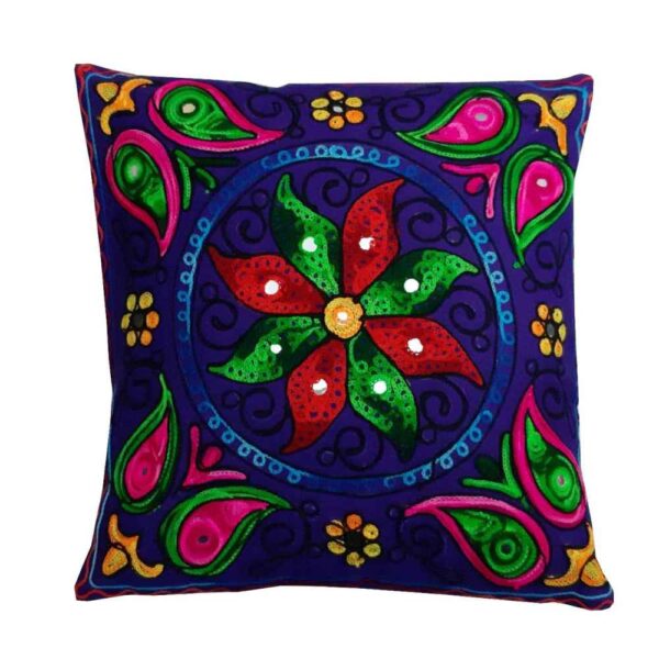 Embroidered Cushion Cover - Ocean Suzani Design