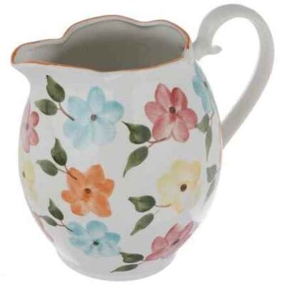 Handcrafted Pottery Pitcher with Floral Bahar Design