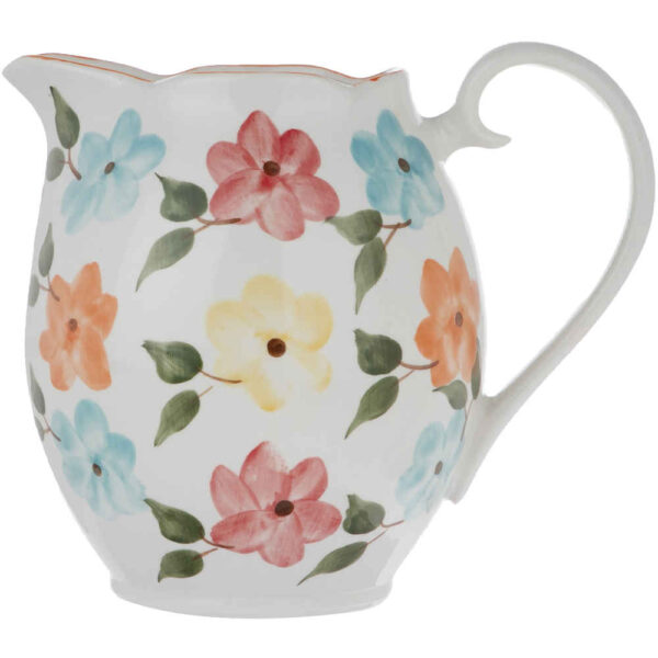 Handcrafted Pottery Pitcher with Floral Bahar Design