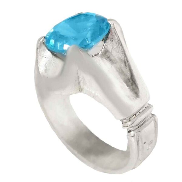 Persian Blue Topaz Silver Ring for Men Dara