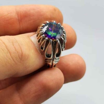 Persian Blue Topaz Silver Ring for Men Hadi