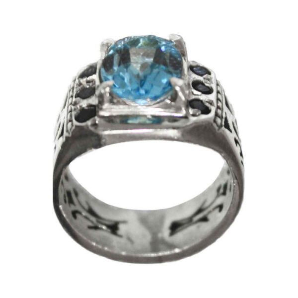 Persian Blue Topaz Silver Ring for Men Vala