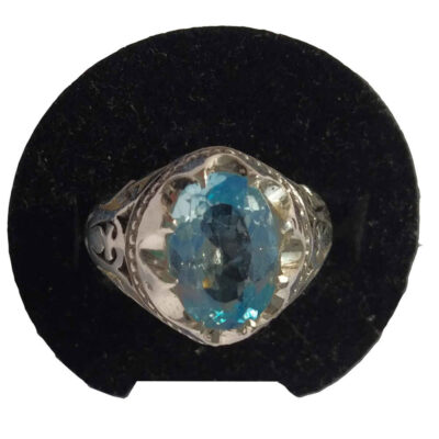 Persian Blue Topaz Silver Ring for Men Natural