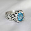 Persian Blue Topaz Silver Ring for Men Rekab