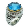 Persian Blue Topaz Silver Ring for Men Swiss