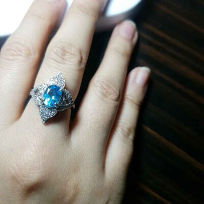 Blue Topaz Silver Ring for Women Dorna
