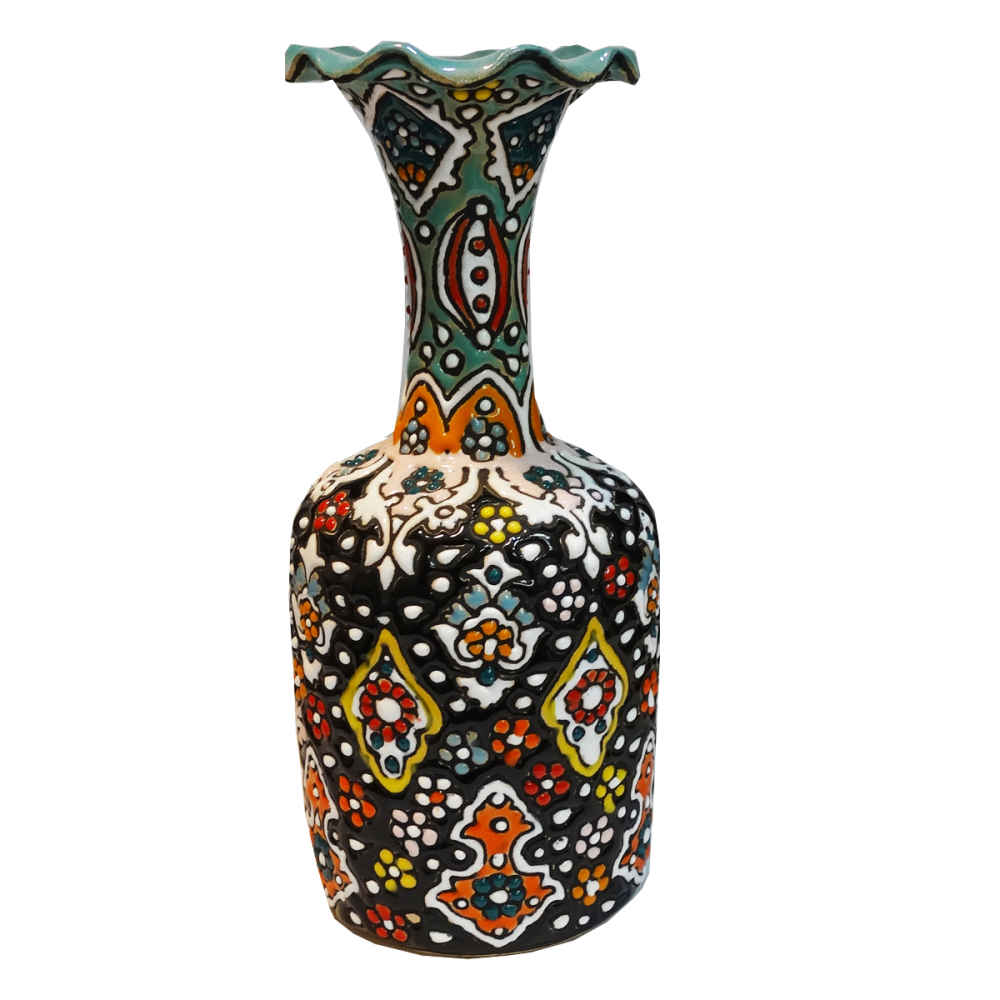 Decorative Vase Hand-Painted with Persian Minakari Enamel Fazel