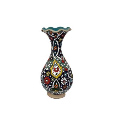 Decorative Vase Hand-Painted with Persian Minakari Enamel Floral