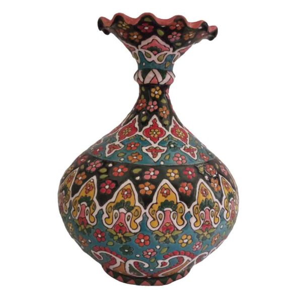 Decorative Vase Hand-Painted with Persian Minakari Enamel Laleh