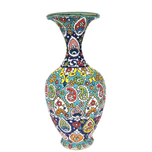 Decorative Vase Hand-Painted with Persian Minakari Enamel Paisley