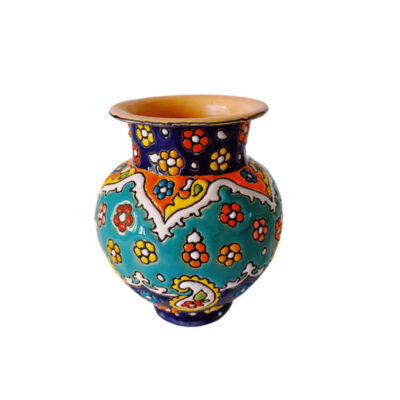 Decorative Vase Hand-Painted with Persian Minakari Enamel Vahab