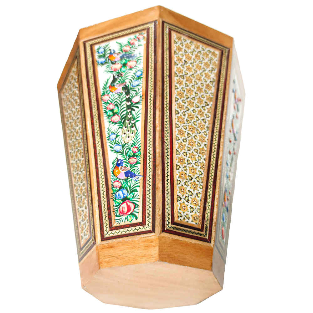 Persian Wooden Waste Basket – Khatamkari Barjasteh Design