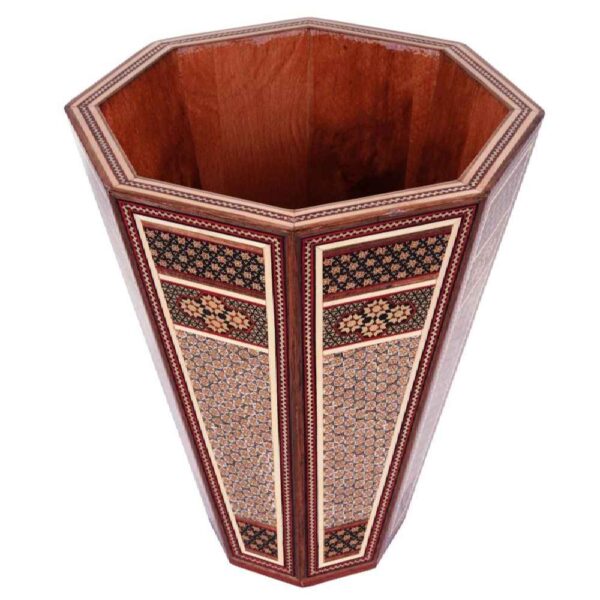 Persian Wooden Waste Basket – Khatamkari Floral Motif