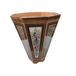 Khatam Kari Wooden Waste Basket Model Gol