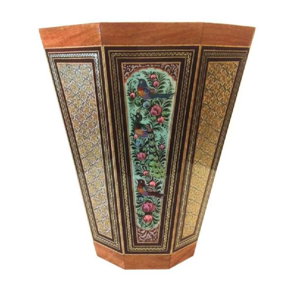 Persian Wooden Waste Basket – Khatamkari Golestan Style