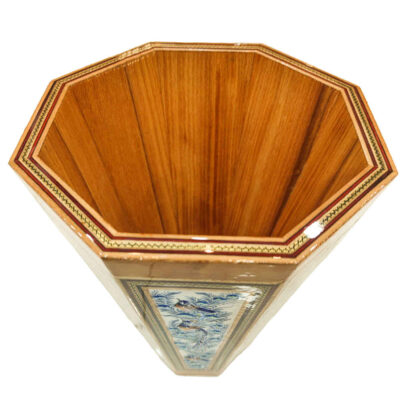 Persian Wooden Waste Basket – Khatamkari Kiarash Style