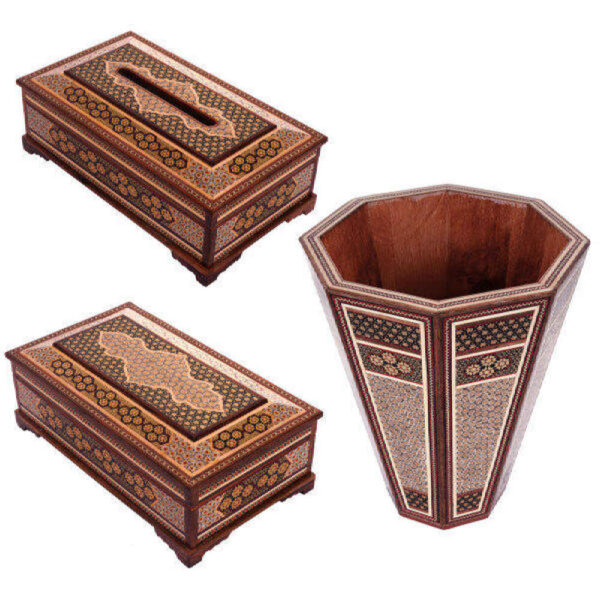 Persian Waste Basket & Tissue Box – Khatamkari Royal