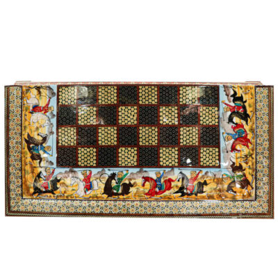 Persian Marquetry Chess Board Model Chogan