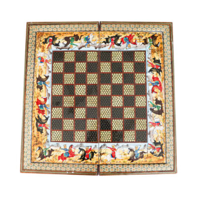Persian Marquetry Chess Board Model Chogan