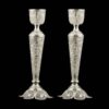 Persian Filigree Candlestick Copper Coated with Silver Rose (x2)