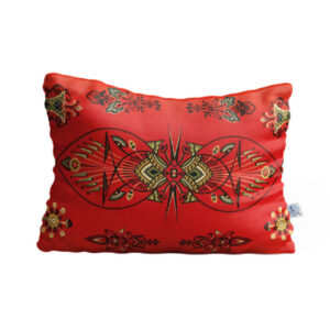 Orange Velvet Bed Pillows Model Fara (2x)