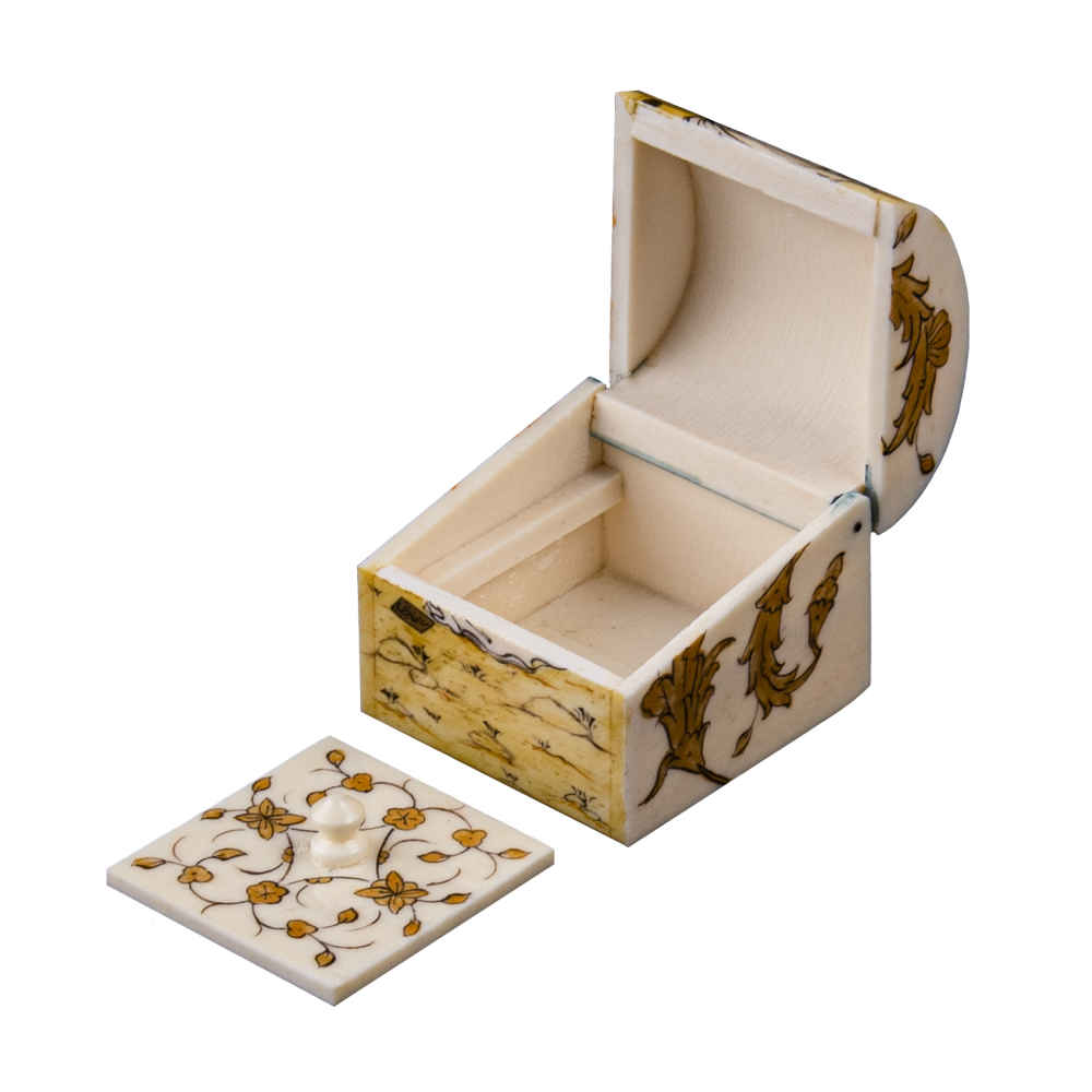 Handcrafted Bone Jewelry Box with Persian-Inspired Misha Pattern