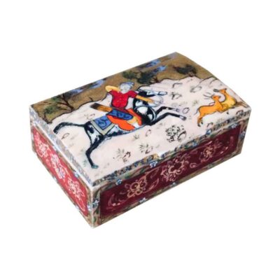Handcrafted Bone Jewelry Box with Persian-Inspired Shekar Pattern