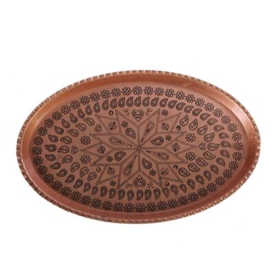 Persian Copper Serving Tray Traditionally Hammered Badami
