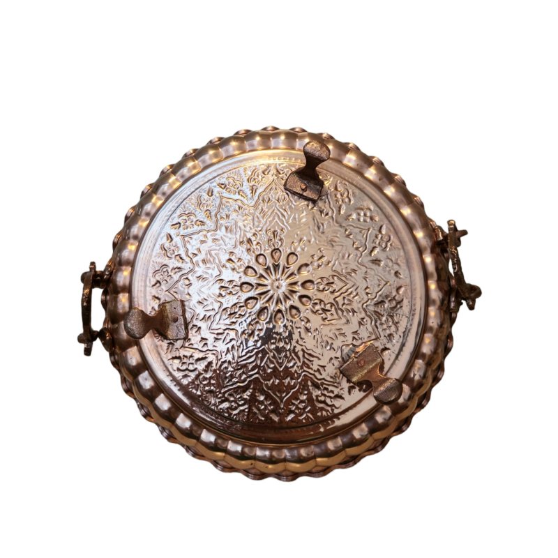 Persian Copper Serving Platter Hammered Hakaki