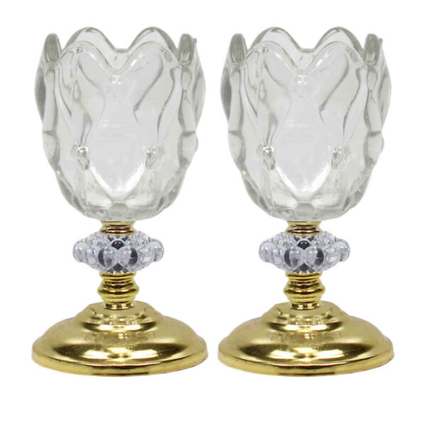 Persian Crystal Candlestick Tulip Shaped Model Halazouni (2x)