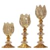 Persian Crystal Candlestick Tulip Shaped Set of 3