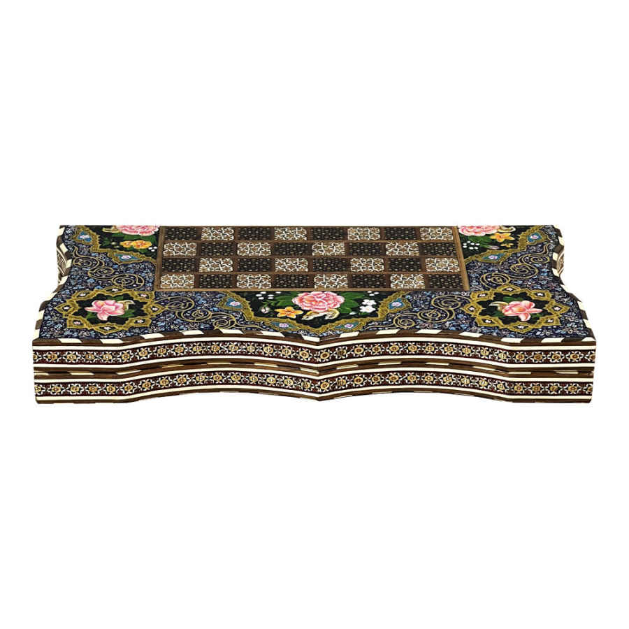 Persian Inlaid Wooden Marquetry Chess Board Model Flower