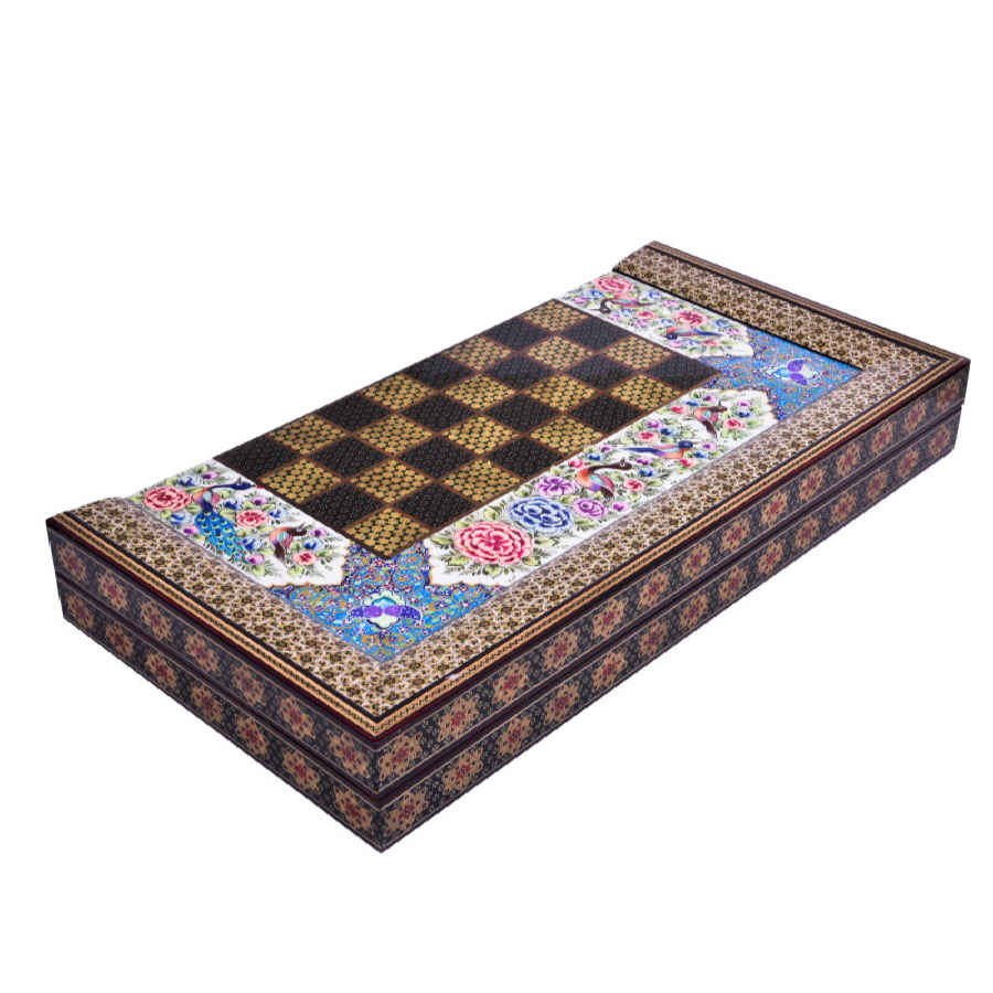 Persian Khatamkari Wood Chess Board Model Jalal