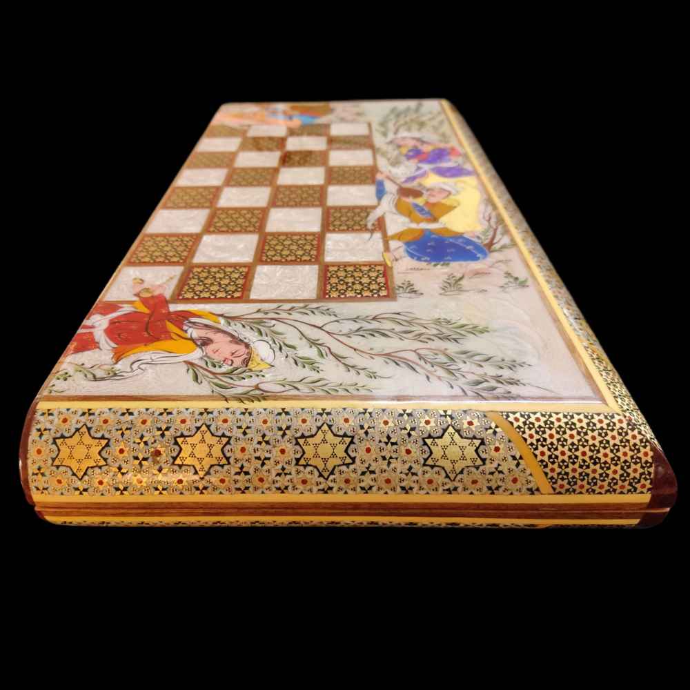 Persian Inlaid Wooden Marquetry Chess Board Model Leyli
