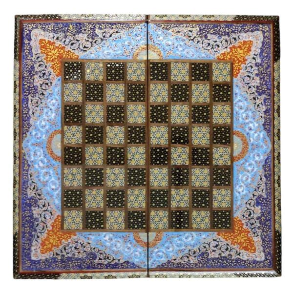 Persian Inlaid Wooden Marquetry Chess Board Model Sadaf