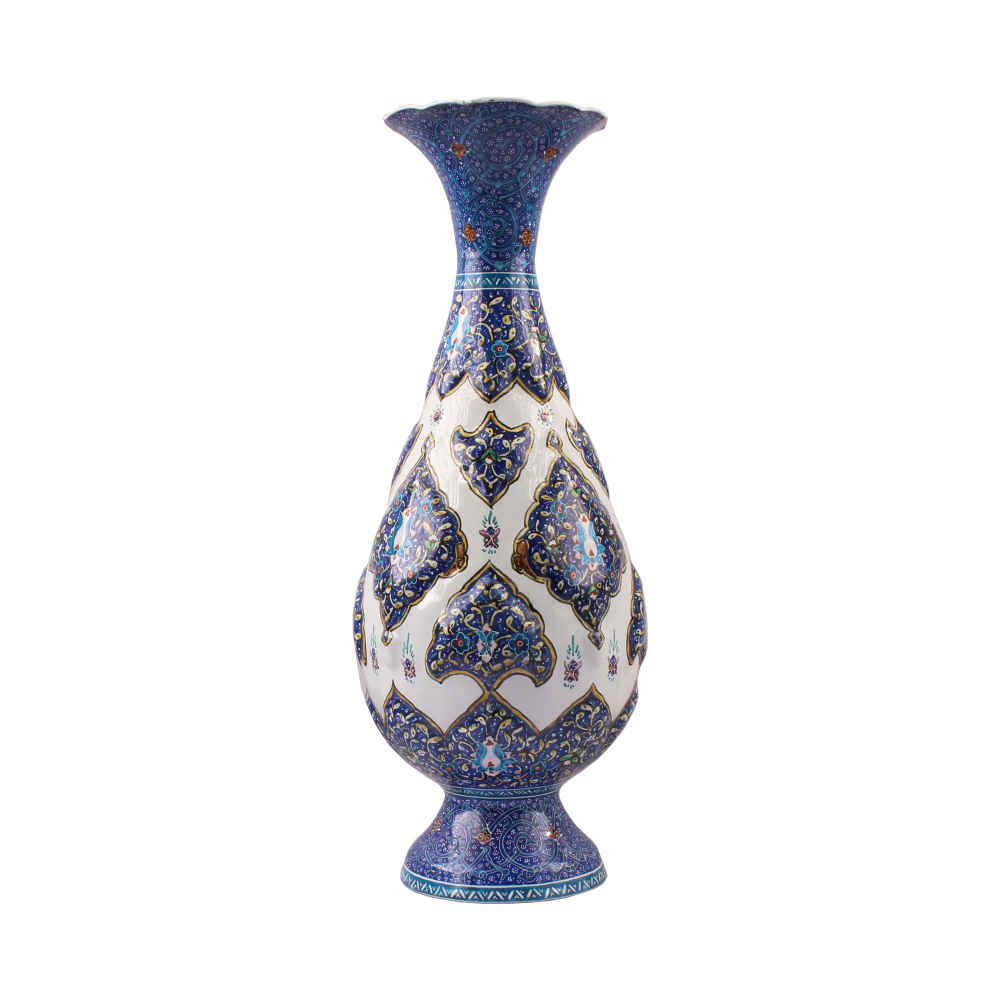 Decorative Copper Vase Hand-Painted with Persian Minakari Enamel Bahar