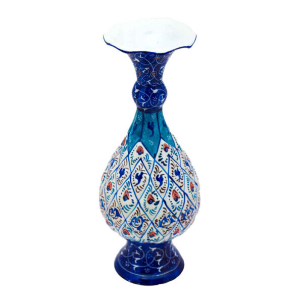 Decorative Copper Vase Hand-Painted with Persian Minakari Enamel Sarahi