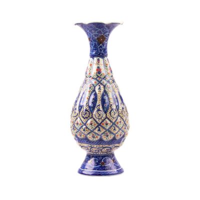 Decorative Copper Vase Hand-Painted with Persian Minakari Enamel Saye