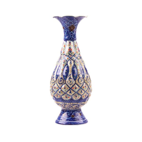 Decorative Copper Vase Hand-Painted with Persian Minakari Enamel Saye