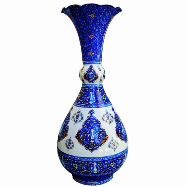 Decorative Copper Vase Hand-Painted with Persian Minakari Enamel Toranji